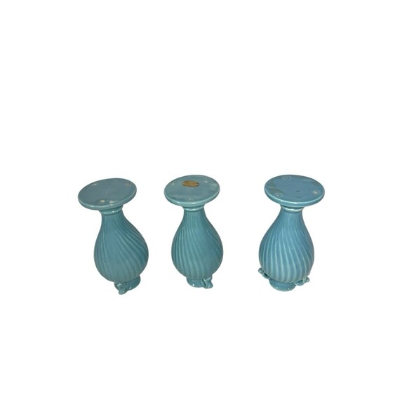 VTG Royal Haeger Light Blue Urn Vase w/Swirls 7" Ceramic Bud Vase Set Of 3 MCM - Picture 10 of 14